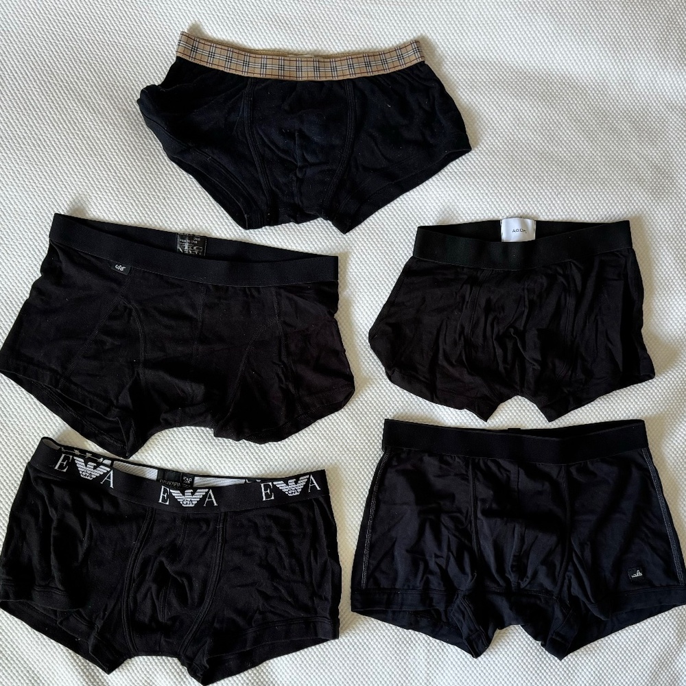 Collection of Men's Black Trunks Underwear - Burberry, Armani, A.O. CMS, Wahts